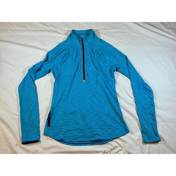 Athleta Womens Medium 1/4 Zip Blue Athletic Running Mock Neck Sweatshirt - Picture 1 of 8